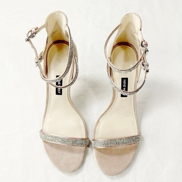 NWOT Nine West Liana Rhinestones Ankle Strap Stilettoe Heeled Sandal Size 8.5M - Picture 2 of 6